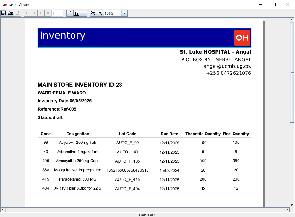 Report output with real quantity